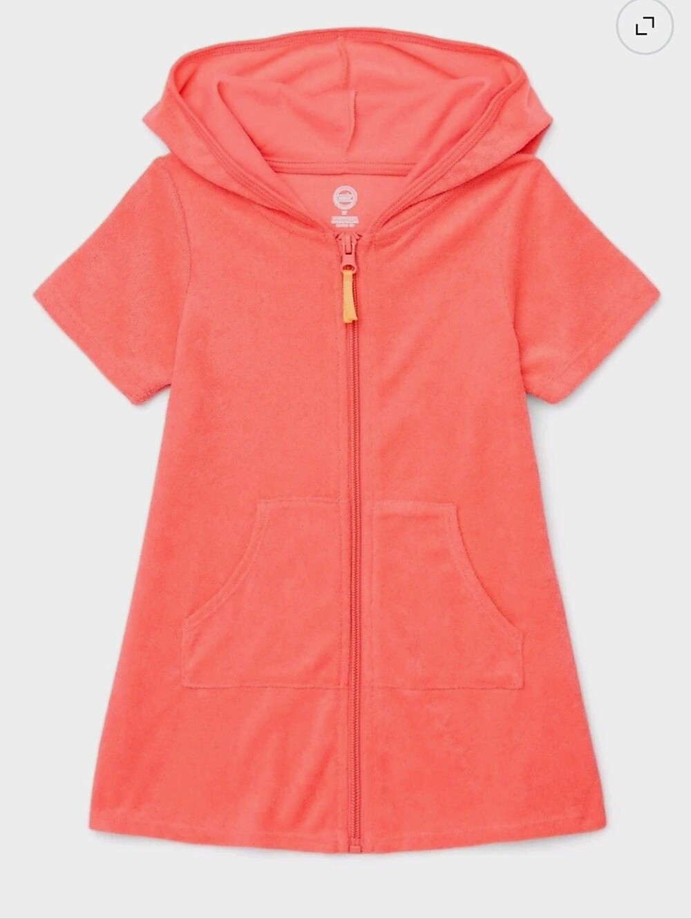 Girls' Coral Hooded Swim Cover-Up Zip Drese